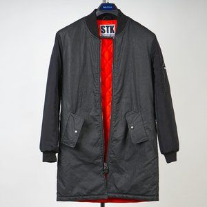 STK Super Tokyo Men's Longline Padded Coat In Black Size M